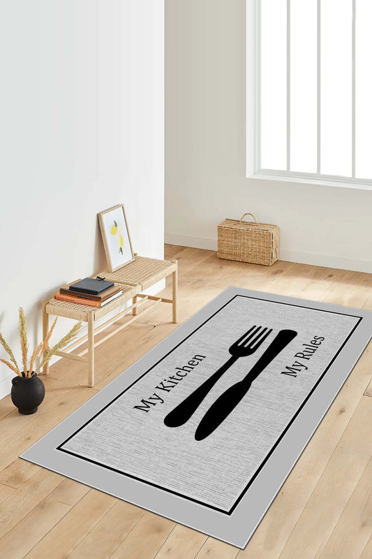 West Home Dijital Baskılı Yıkanabilir Kaymaz Taban Mutfak Halısı-532 Grey