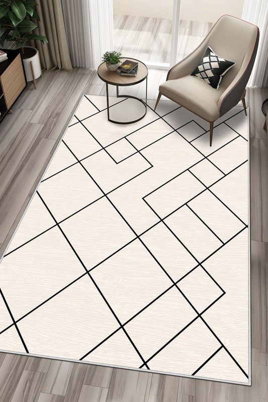 West Home Dijital Baskılı Yıkanabilir Kaymaz Taban Salon, Mutfak ve Yolluk Halısı-533 Beige