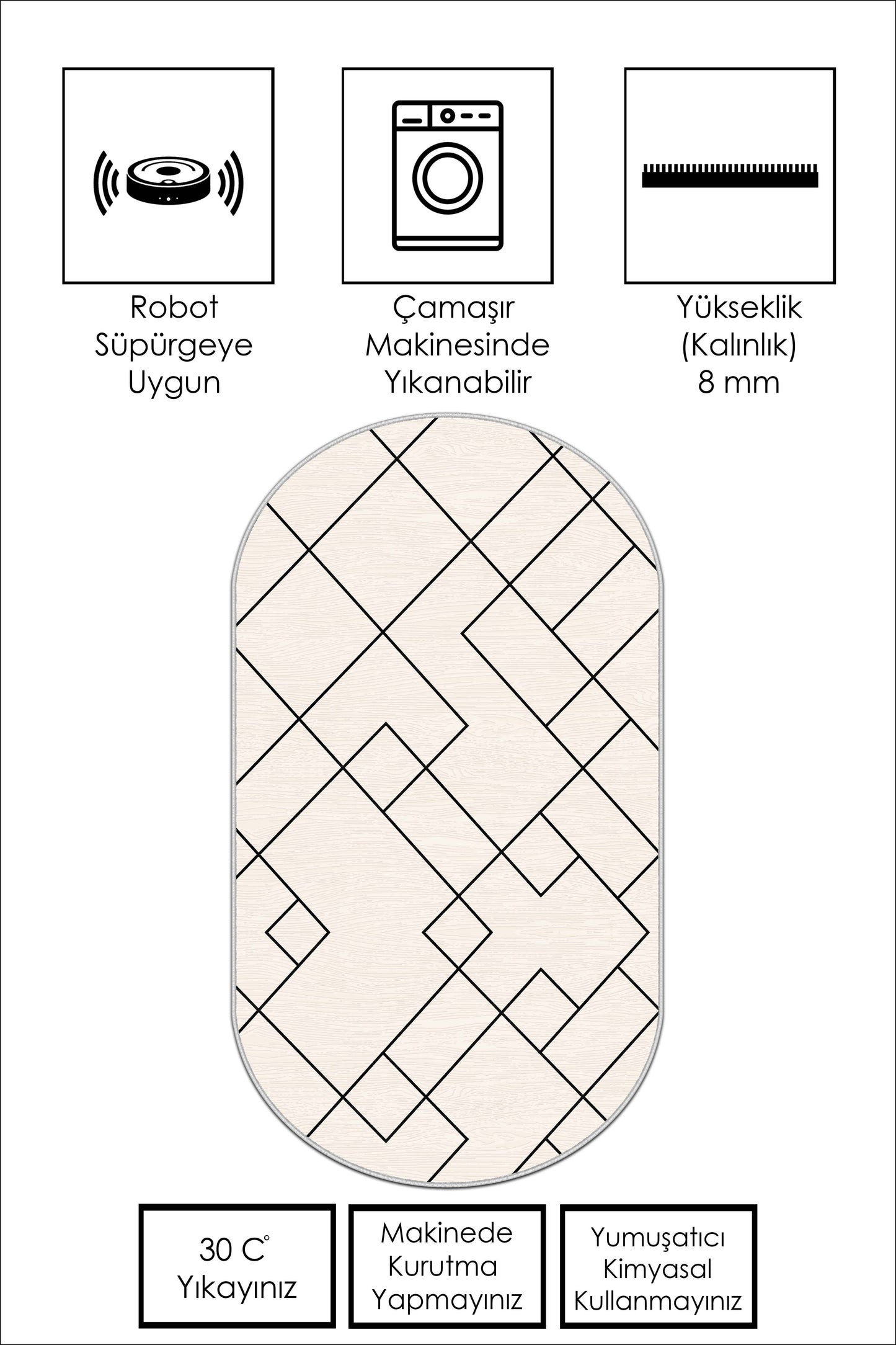 West Home Dijital Baskılı Yıkanabilir Kaymaz Taban Salon, Mutfak ve Yolluk Halısı-533 Beige
