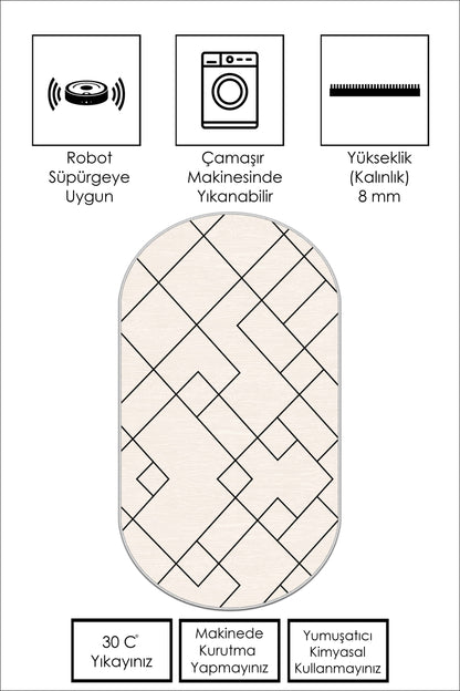 West Home Dijital Baskılı Yıkanabilir Kaymaz Taban Salon, Mutfak ve Yolluk Halısı-533 Beige
