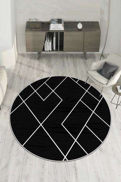 West Home Dijital Baskılı Yıkanabilir Kaymaz Taban Salon, Mutfak ve Yolluk Halısı-533 Black