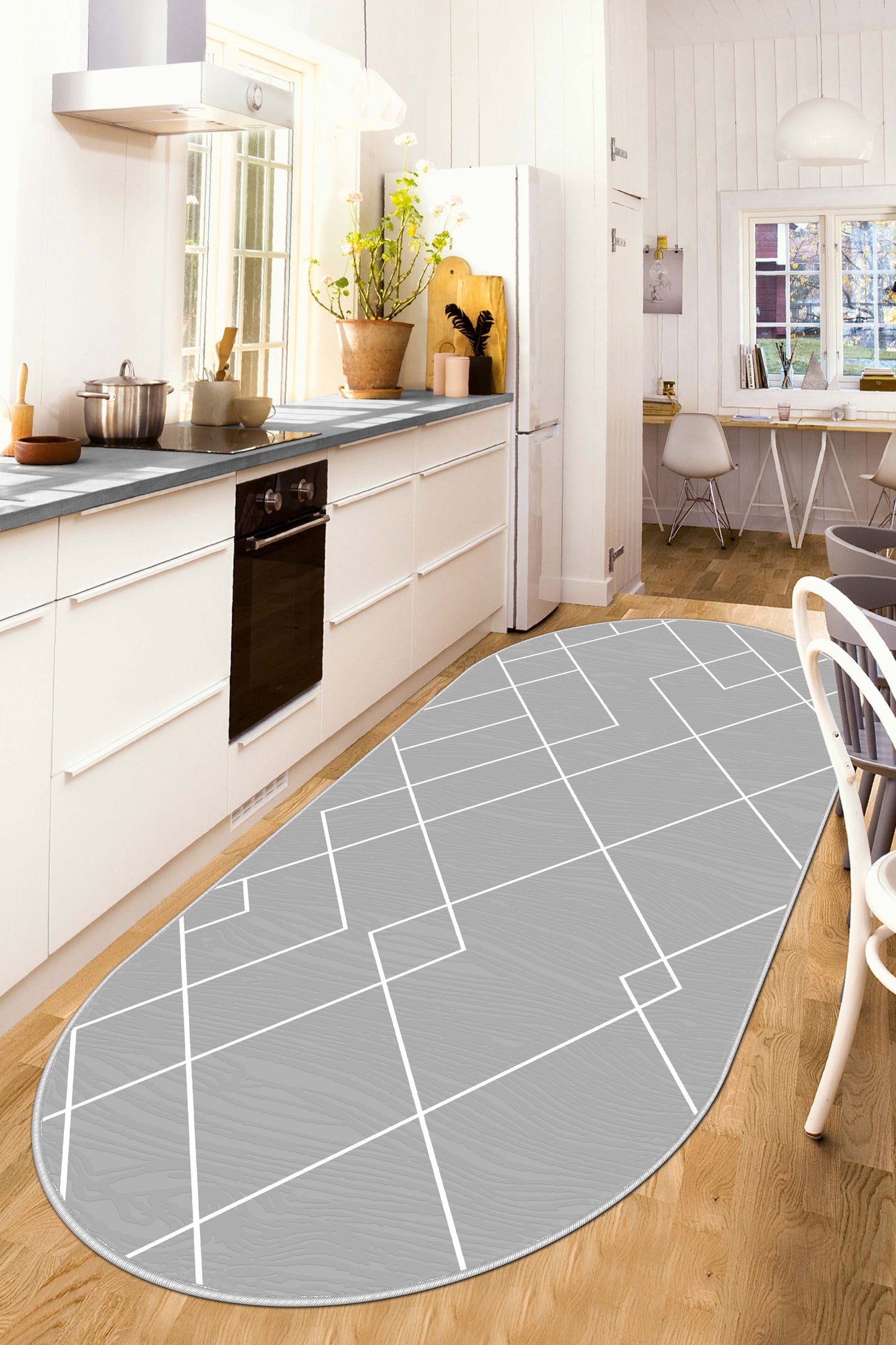 West Home Dijital Baskılı Yıkanabilir Kaymaz Taban Salon, Mutfak ve Yolluk Halısı-533 Grey