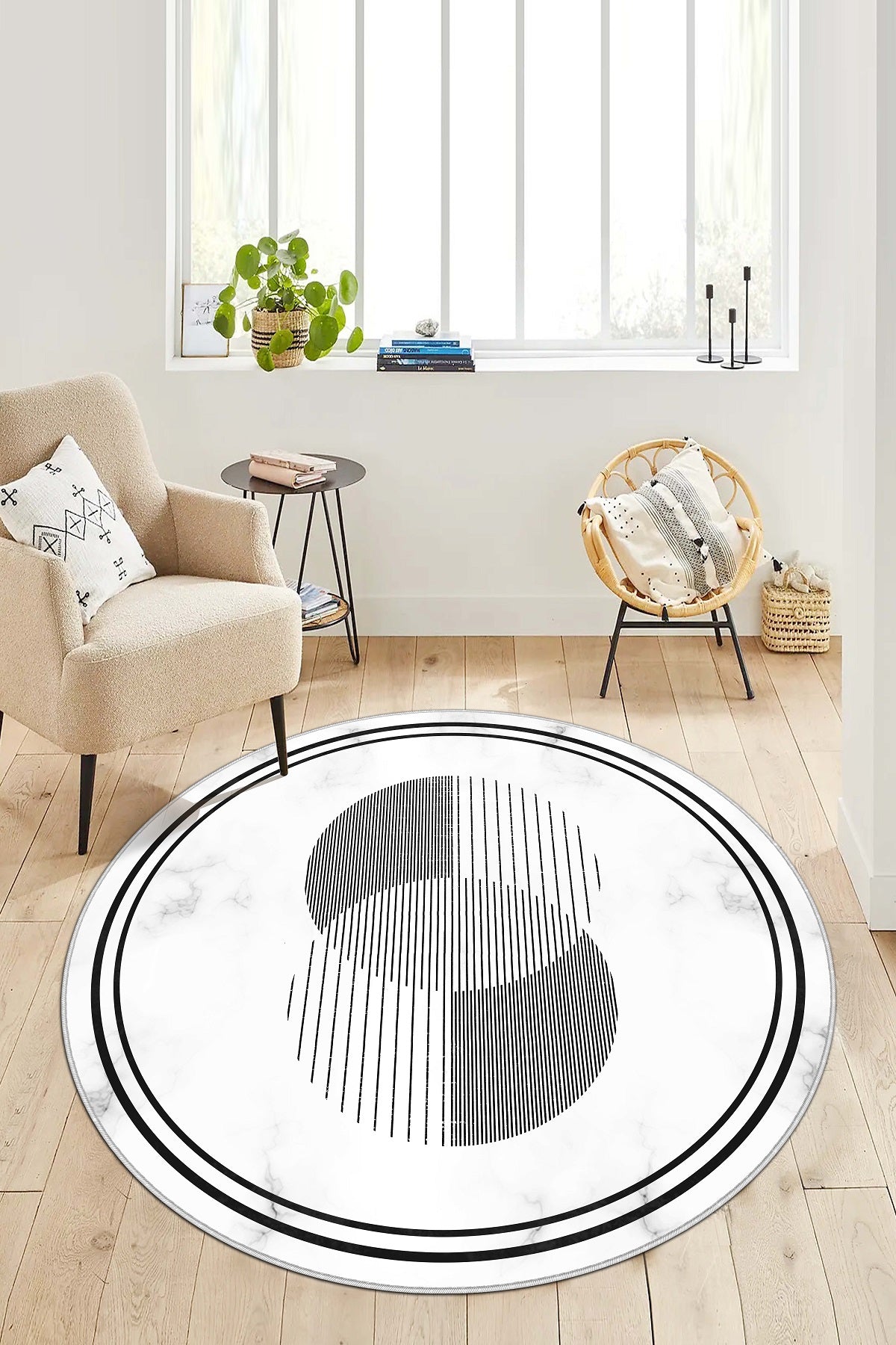 West Home Dijital Baskılı Yıkanabilir Kaymaz Taban Salon, Mutfak ve Yolluk Halısı-534 White