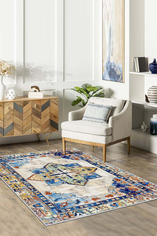 West Home Dijital Baskılı Yıkanabilir Kaymaz Taban Salon, Mutfak ve Yolluk Halısı-536 Multy