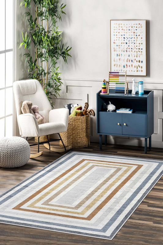 West Home Dijital Baskılı Yıkanabilir Kaymaz Taban Salon, Mutfak ve Yolluk Halısı-540 Multy
