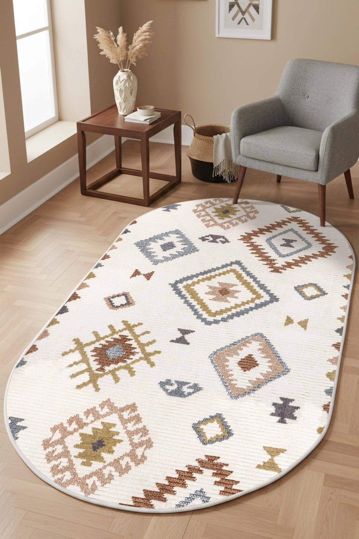 West Home Digital Print Washable Non-Slip Base Living Room, Kitchen and Hallway Rug - 541 Multy