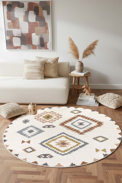 West Home Digital Print Washable Non-Slip Base Living Room, Kitchen and Hallway Rug - 541 Multy