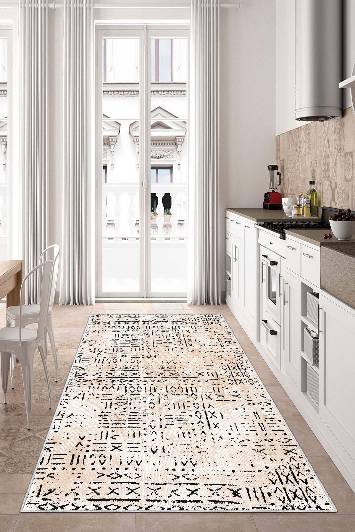 West Home Dijital Baskılı Yıkanabilir Kaymaz Taban Salon, Mutfak ve Yolluk Halısı-548 Beige