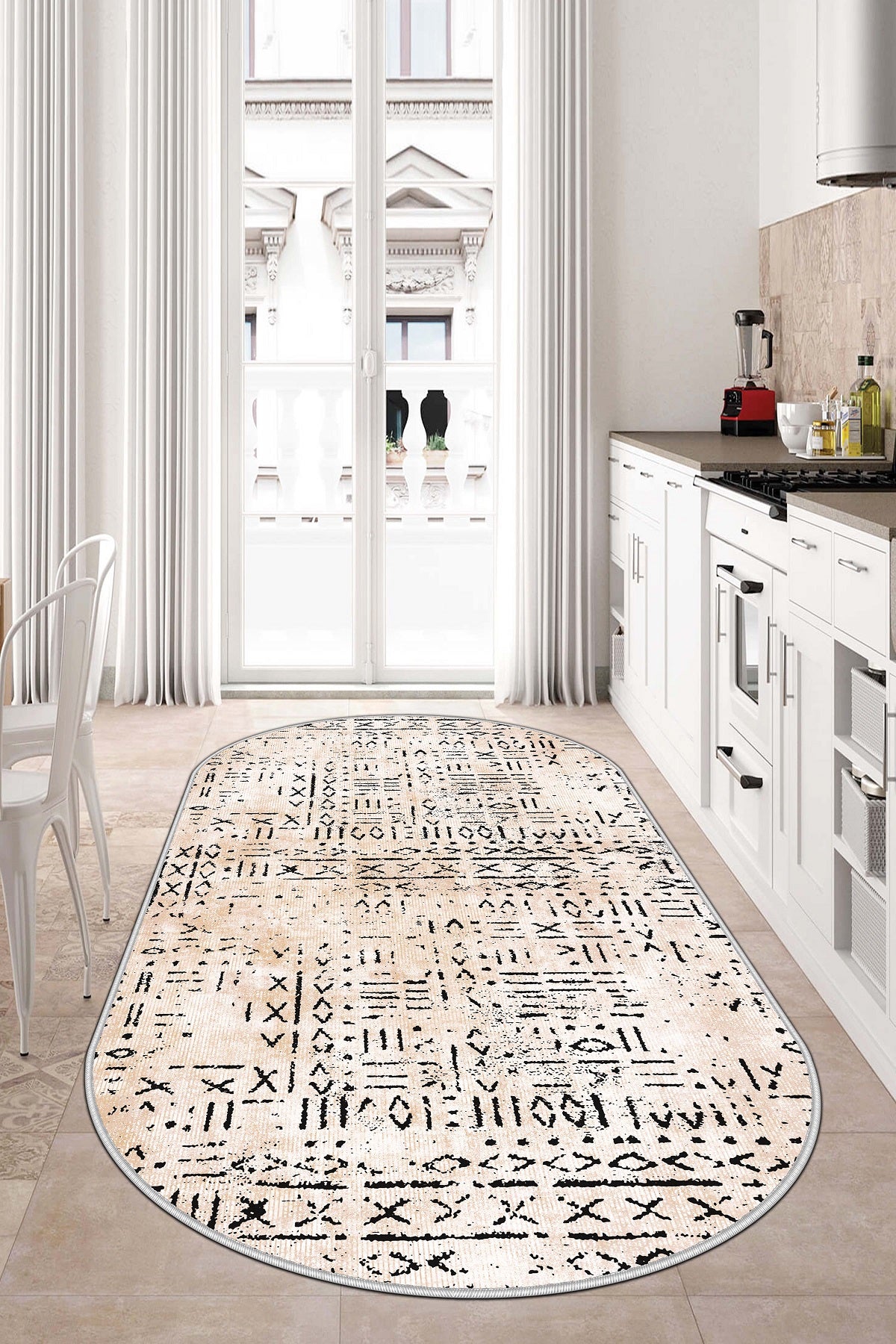 West Home Dijital Baskılı Yıkanabilir Kaymaz Taban Salon, Mutfak ve Yolluk Halısı-548 Beige