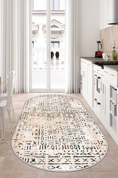 West Home Dijital Baskılı Yıkanabilir Kaymaz Taban Salon, Mutfak ve Yolluk Halısı-548 Beige