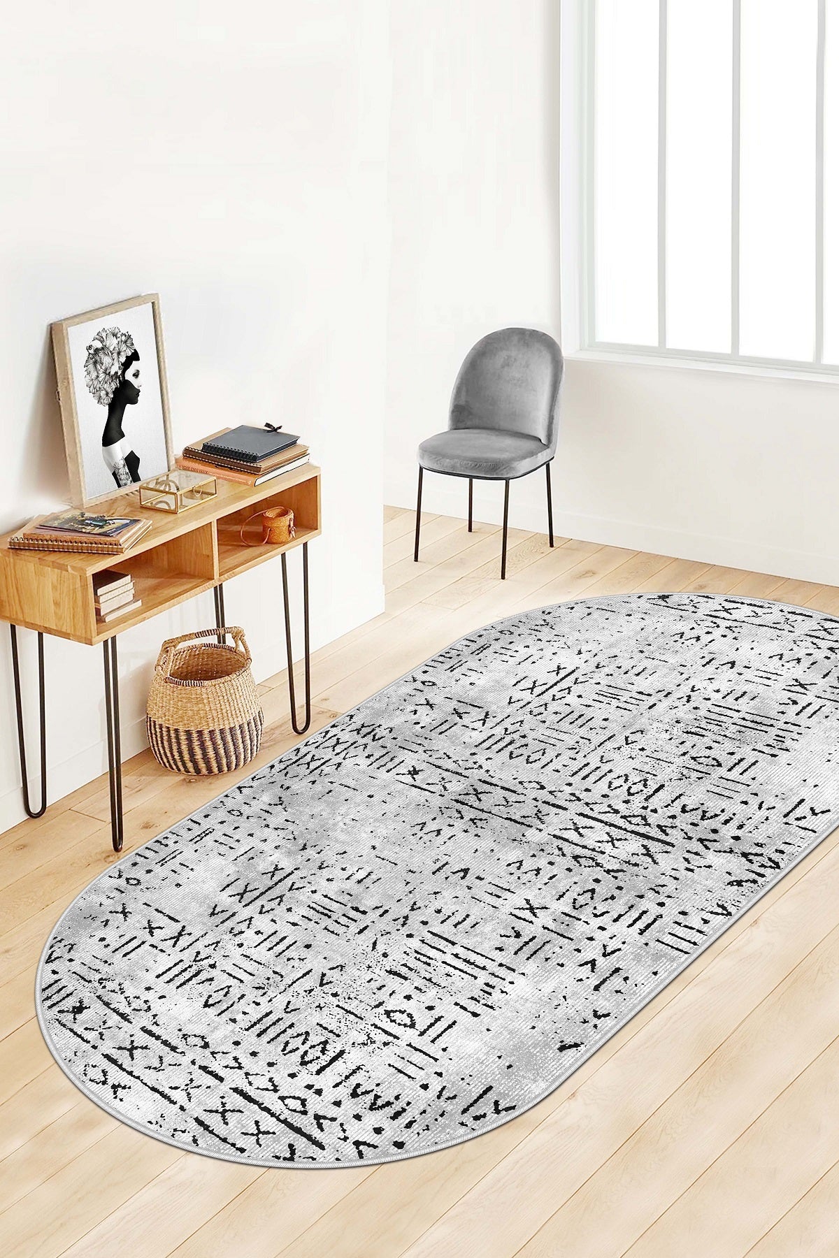 West Home Dijital Baskılı Yıkanabilir Kaymaz Taban Salon, Mutfak ve Yolluk Halısı-548 Grey