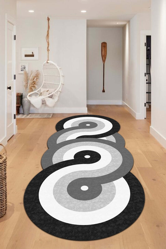 West Home Dijital Baskılı Yıkanabilir Kaymaz Taban Salon, Mutfak ve Yolluk Halısı-558 Grey