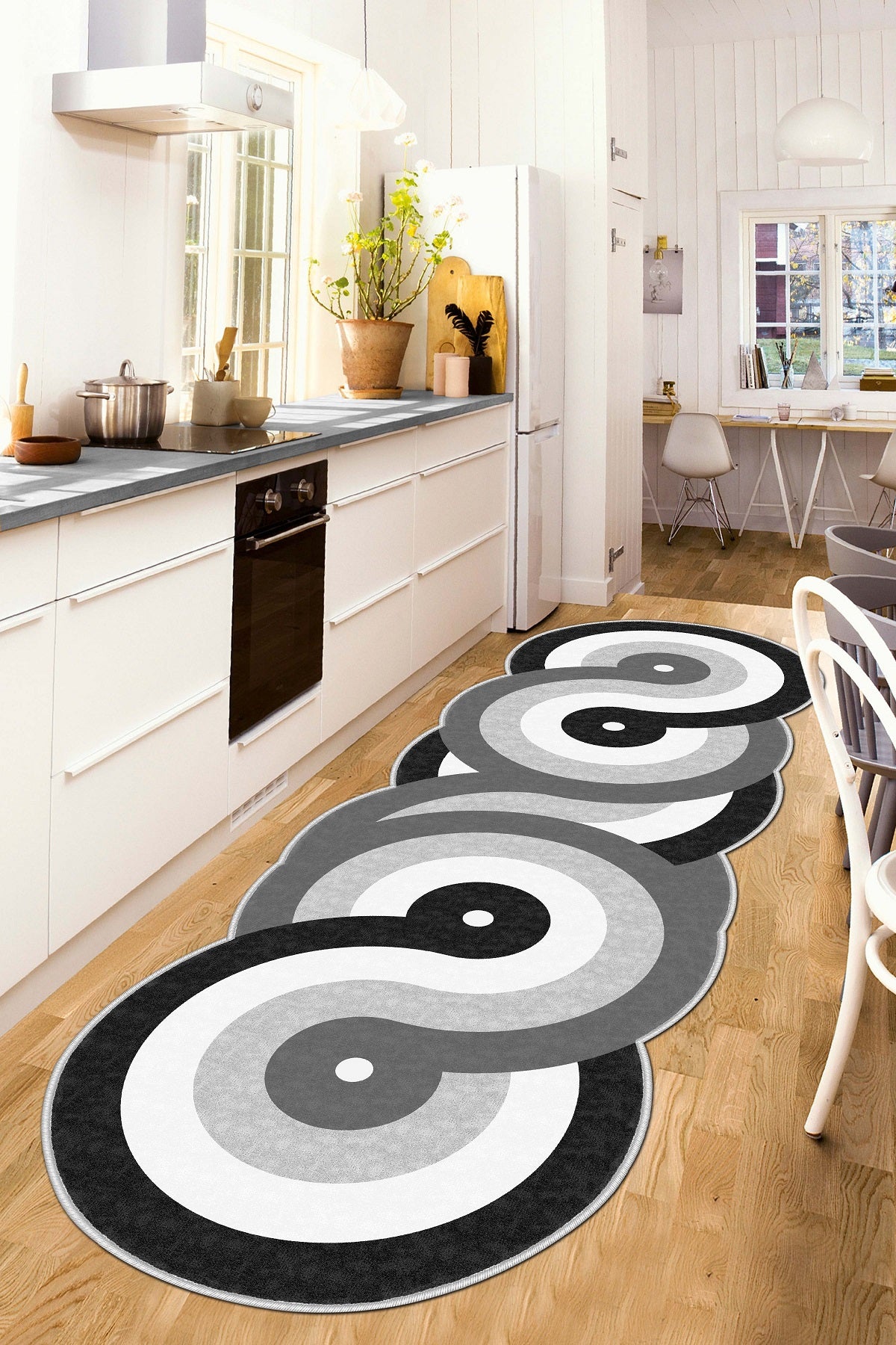 West Home Dijital Baskılı Yıkanabilir Kaymaz Taban Salon, Mutfak ve Yolluk Halısı-558 Grey
