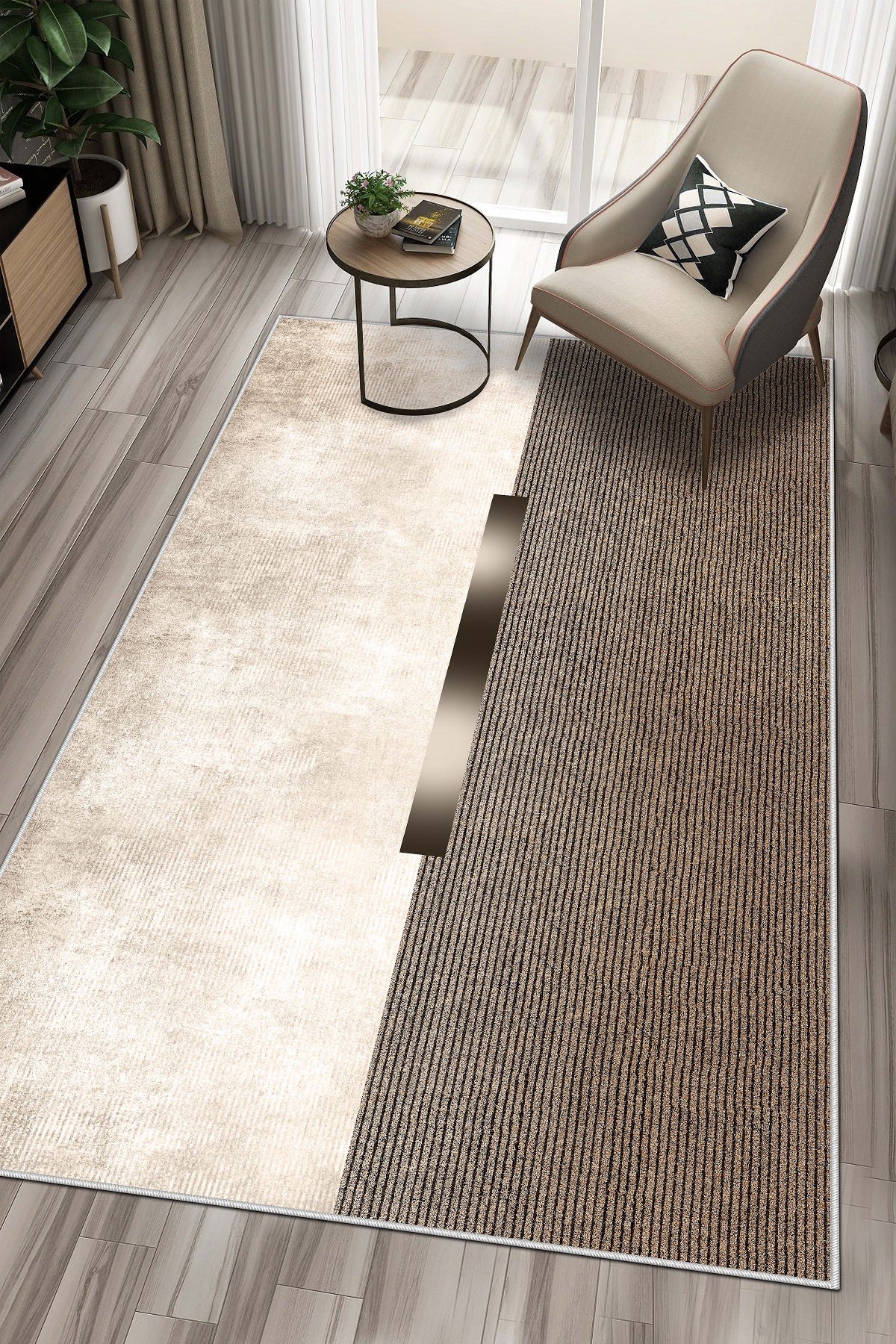 West Home Dijital Baskılı Yıkanabilir Kaymaz Taban Salon, Mutfak ve Yolluk Halısı-559 Beige