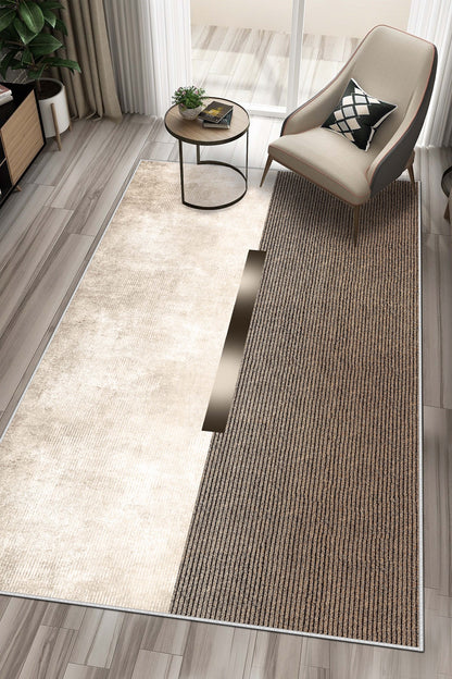 West Home Dijital Baskılı Yıkanabilir Kaymaz Taban Salon, Mutfak ve Yolluk Halısı-559 Beige
