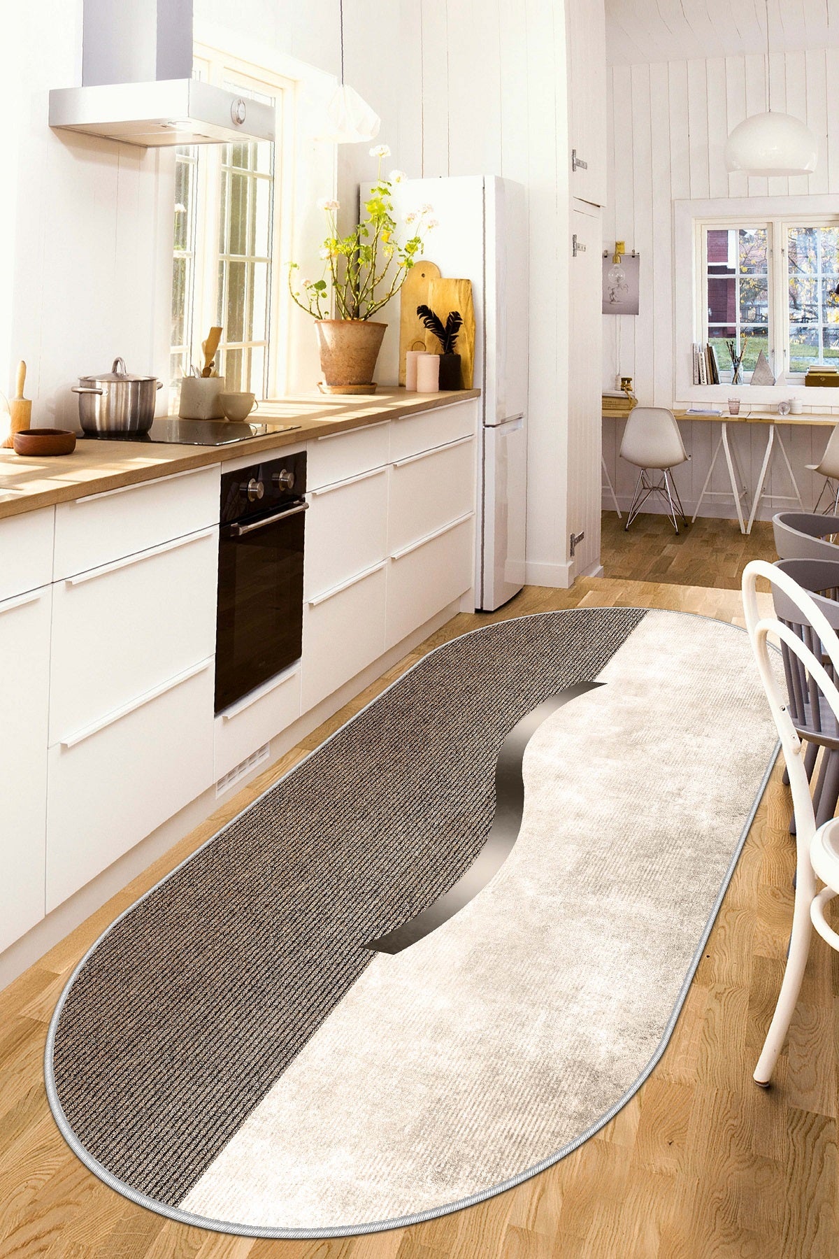 West Home Dijital Baskılı Yıkanabilir Kaymaz Taban Salon, Mutfak ve Yolluk Halısı-559 Beige