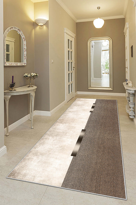 West Home Dijital Baskılı Yıkanabilir Kaymaz Taban Salon, Mutfak ve Yolluk Halısı-559 Beige