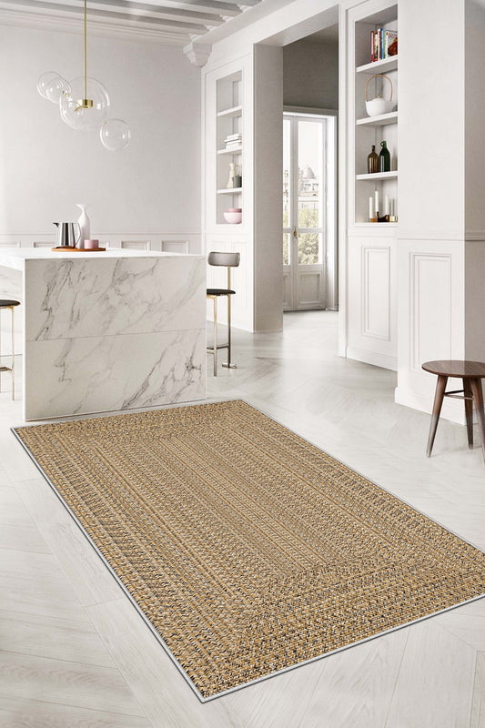 West Home Dijital Baskılı Yıkanabilir Kaymaz Taban Salon, Mutfak ve Yolluk Halısı-560 Beige