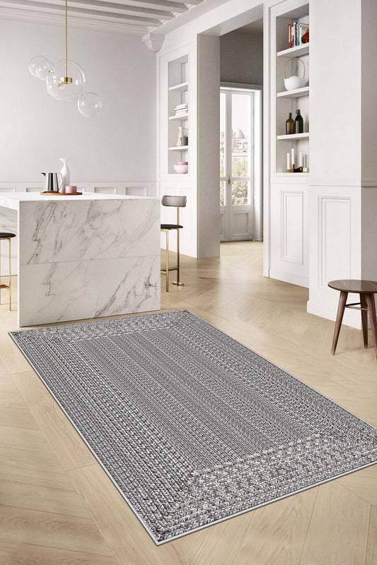 West Home Dijital Baskılı Yıkanabilir Kaymaz Taban Salon, Mutfak ve Yolluk Halısı-560 Grey