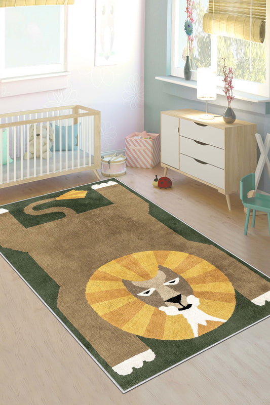 West Home Makinede Yıkanabilir, Çocuk Halısı-568 Green