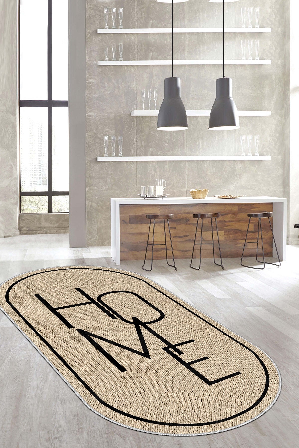 West Home Dijital Baskılı Yıkanabilir Kaymaz Taban Salon, Mutfak ve Yolluk Halısı-575 Beige