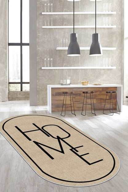 West Home Dijital Baskılı Yıkanabilir Kaymaz Taban Salon, Mutfak ve Yolluk Halısı-575 Beige