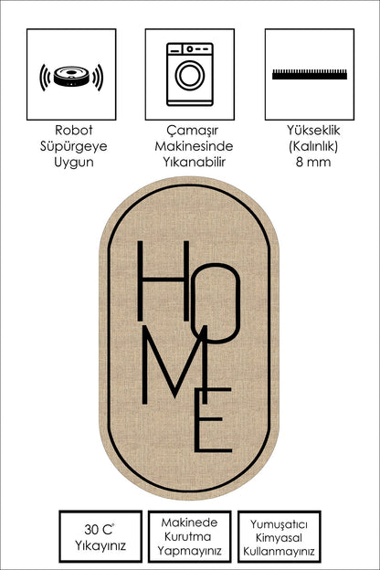 West Home Dijital Baskılı Yıkanabilir Kaymaz Taban Salon, Mutfak ve Yolluk Halısı-575 Beige