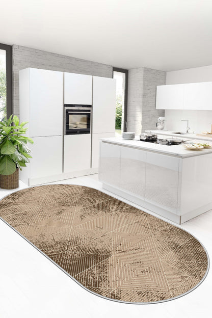West Home Dijital Baskılı Yıkanabilir Kaymaz Taban Salon, Mutfak ve Yolluk Halısı-576 Beige