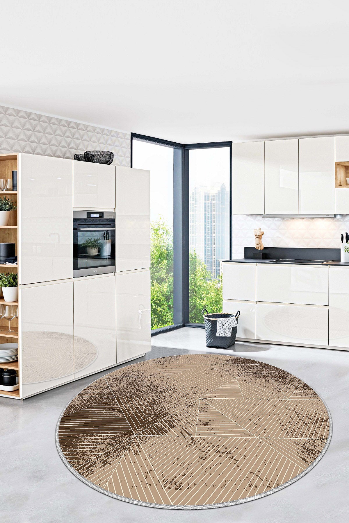 West Home Dijital Baskılı Yıkanabilir Kaymaz Taban Salon, Mutfak ve Yolluk Halısı-576 Beige