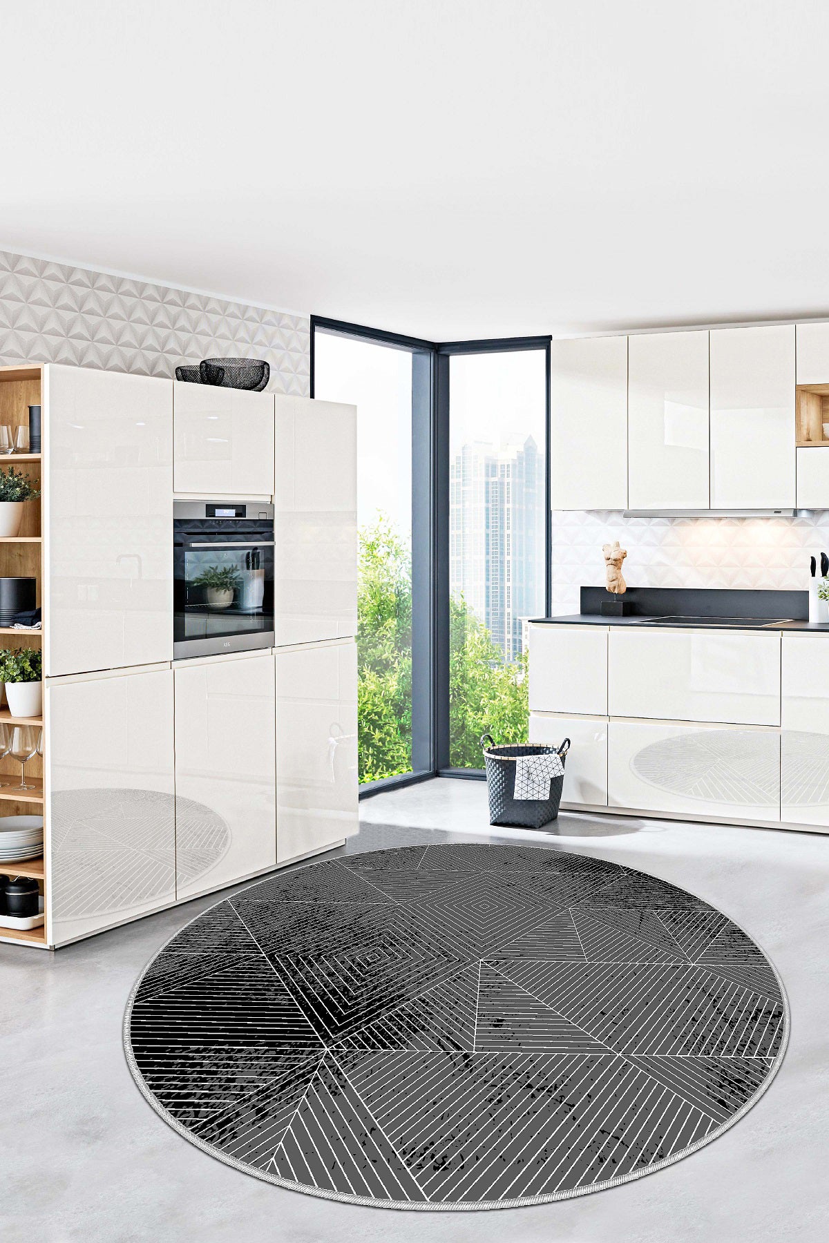 West Home Dijital Baskılı Yıkanabilir Kaymaz Taban Salon, Mutfak ve Yolluk Halısı-576 Black