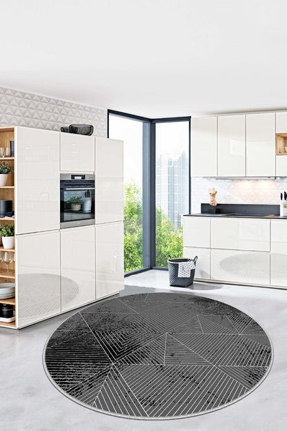 West Home Dijital Baskılı Yıkanabilir Kaymaz Taban Salon, Mutfak ve Yolluk Halısı-576 Black