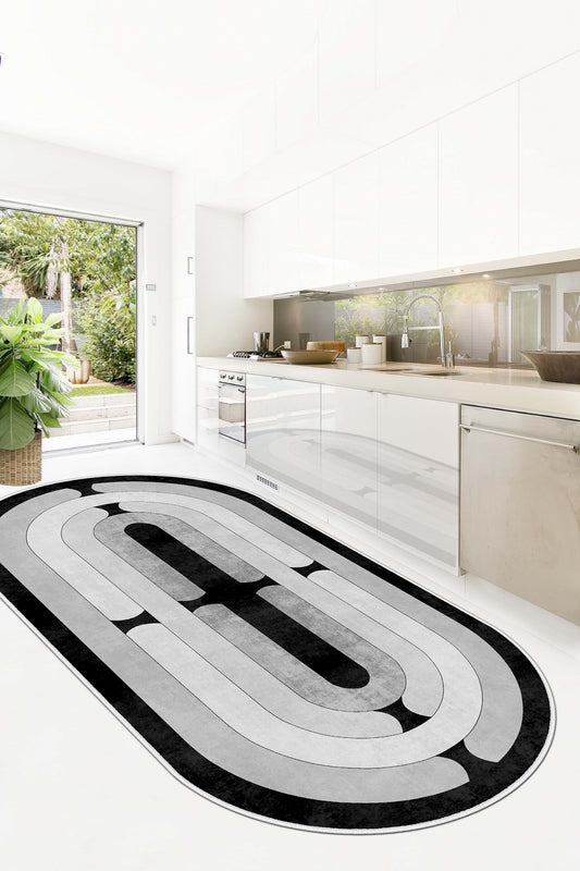 West Home Dijital Baskılı Yıkanabilir Kaymaz Taban Salon, Mutfak ve Yolluk Halısı-577 Grey