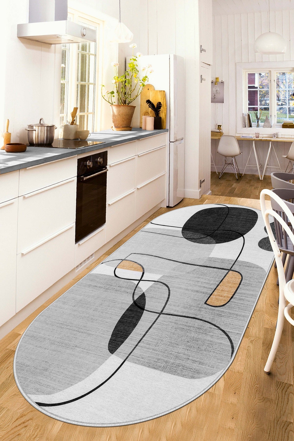 West Home Dijital Baskılı Yıkanabilir Kaymaz Taban Salon, Mutfak ve Yolluk Halısı-578 Grey