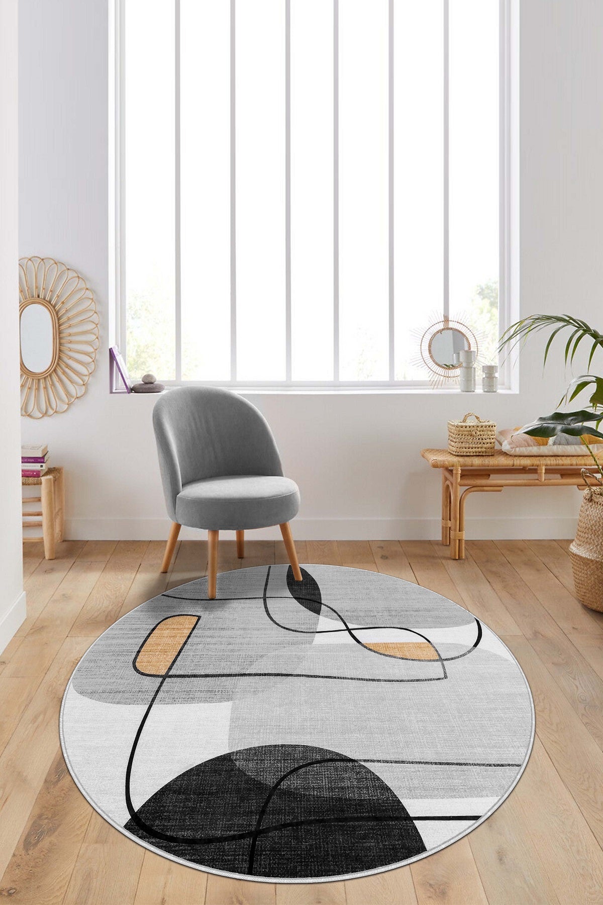 West Home Dijital Baskılı Yıkanabilir Kaymaz Taban Salon, Mutfak ve Yolluk Halısı-578 Grey