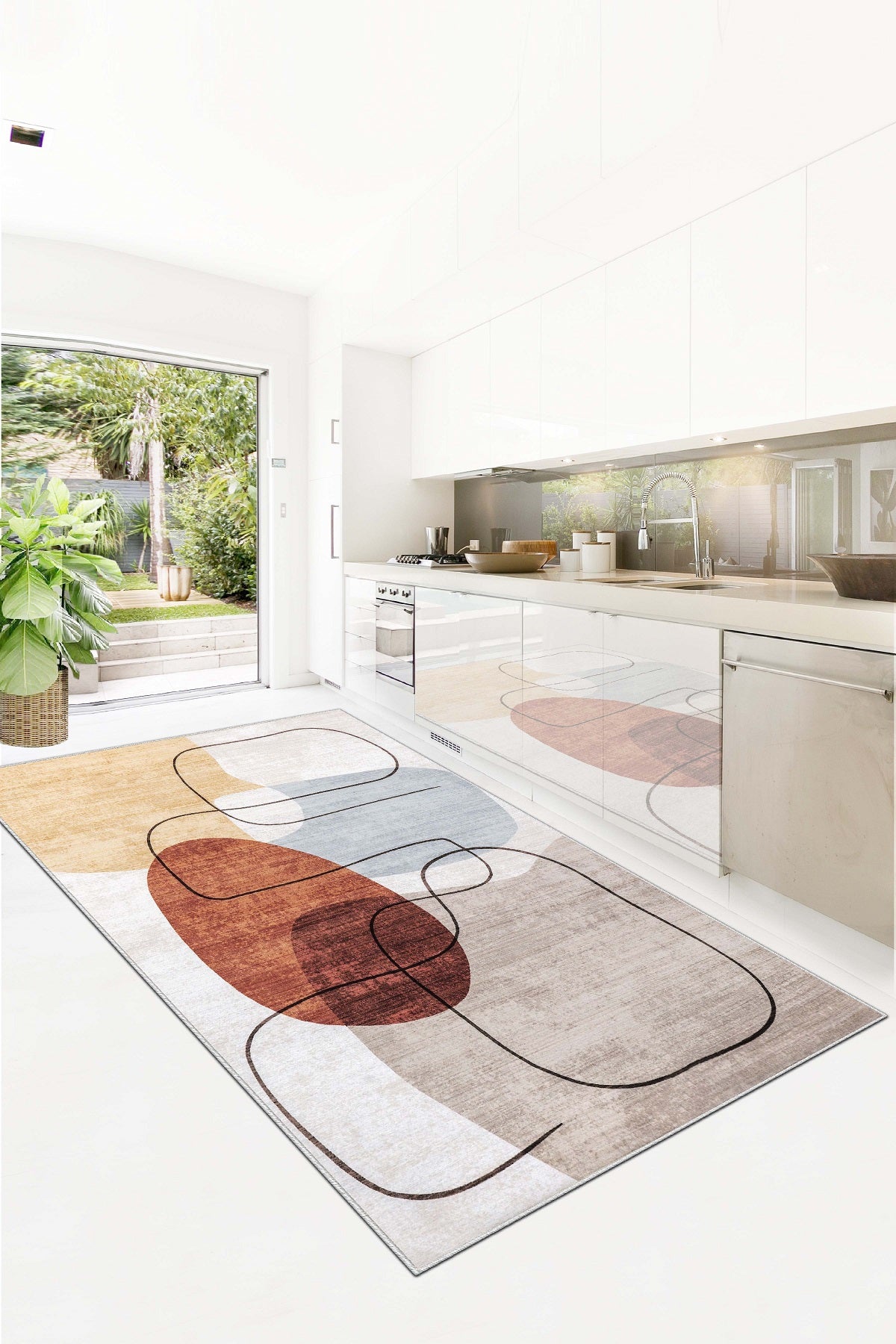West Home Dijital Baskılı Yıkanabilir Kaymaz Taban Salon, Mutfak ve Yolluk Halısı-578 Multy