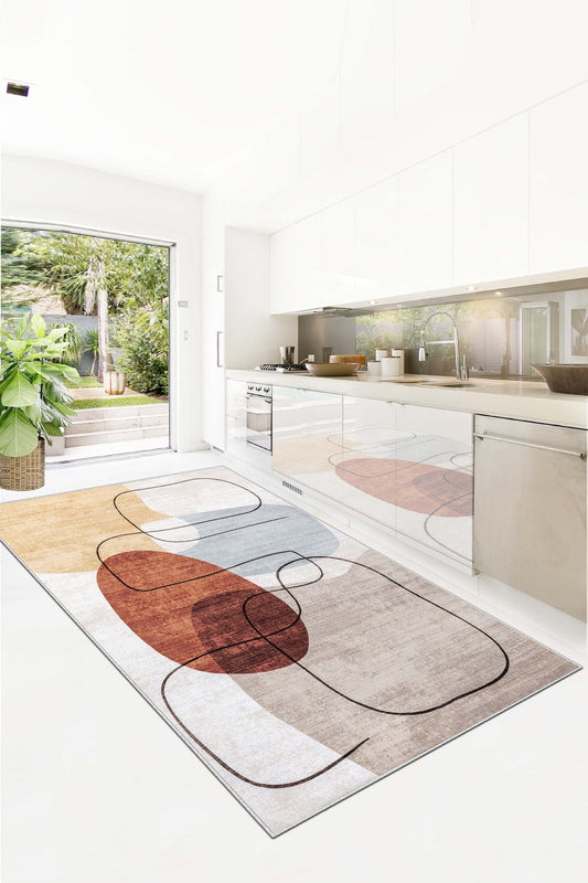 West Home Dijital Baskılı Yıkanabilir Kaymaz Taban Salon, Mutfak ve Yolluk Halısı-578 Multy