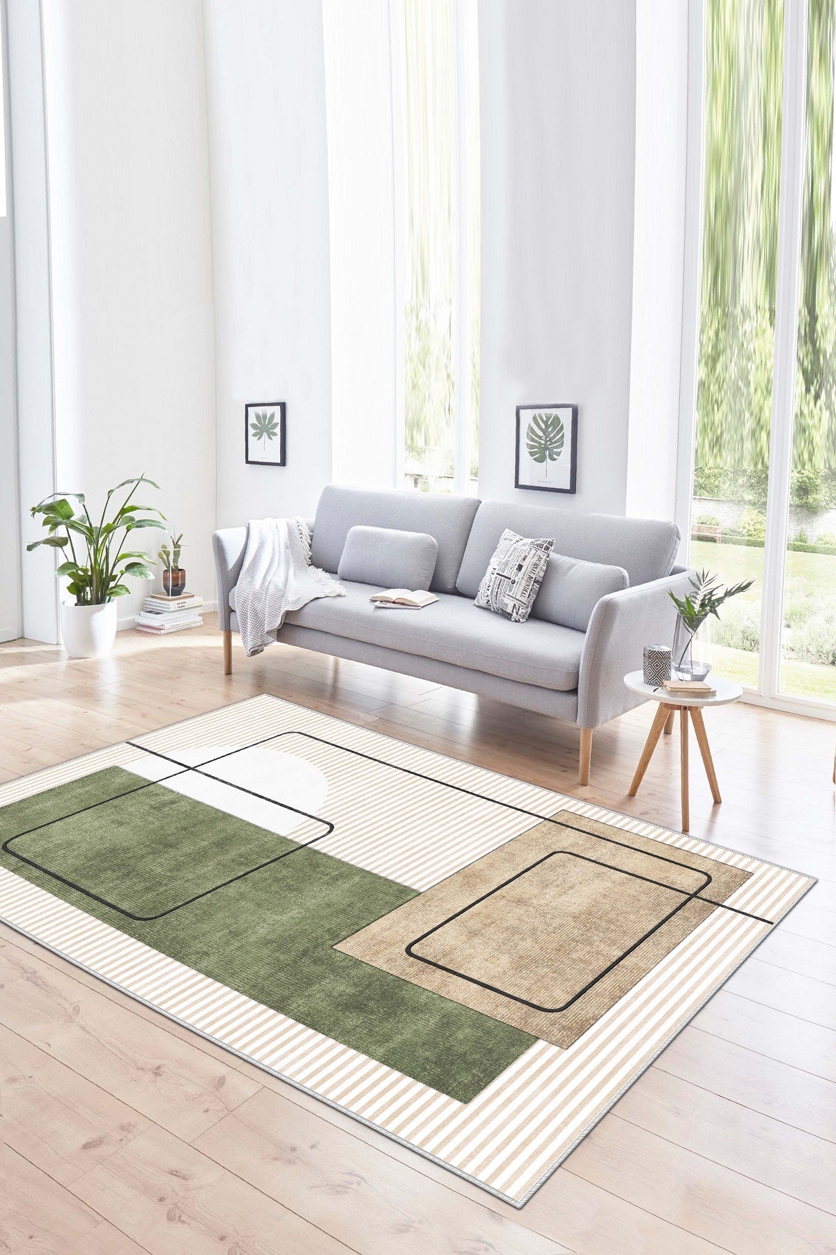 West Home Dijital Baskılı Yıkanabilir Kaymaz Taban Salon, Mutfak ve Yolluk Halısı-579 Beige