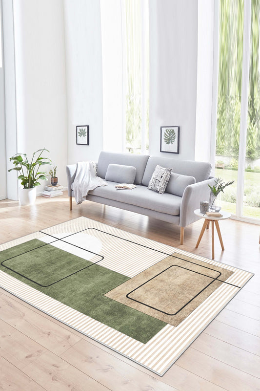 West Home Dijital Baskılı Yıkanabilir Kaymaz Taban Salon, Mutfak ve Yolluk Halısı-579 Beige