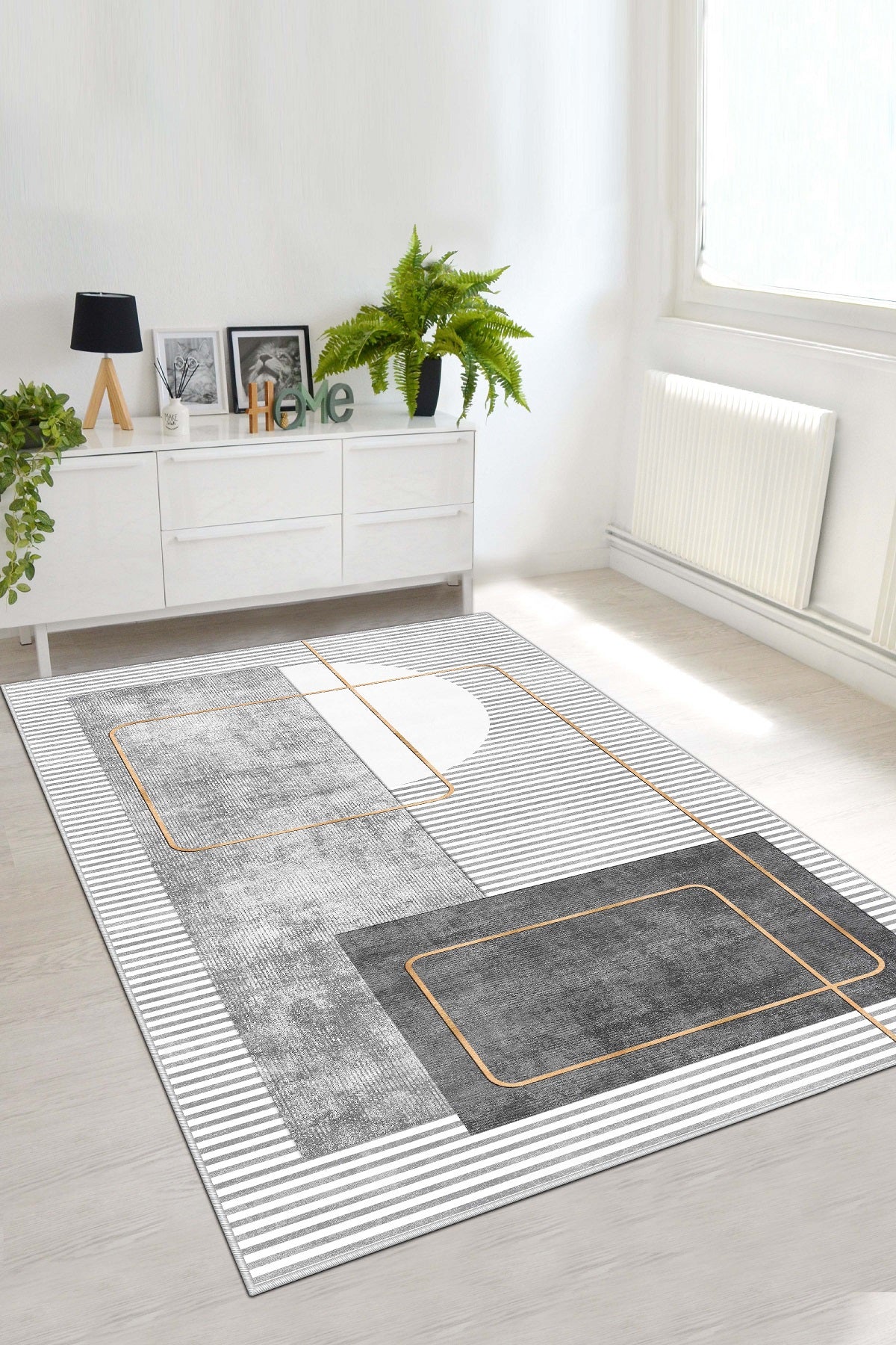 West Home Dijital Baskılı Yıkanabilir Kaymaz Taban Salon, Mutfak ve Yolluk Halısı-579 Grey