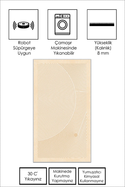 West Home Dijital Baskılı Yıkanabilir Kaymaz Taban Salon, Mutfak ve Yolluk Halısı-581 Beige