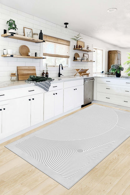 West Home Dijital Baskılı Yıkanabilir Kaymaz Taban Salon, Mutfak ve Yolluk Halısı-581 Grey