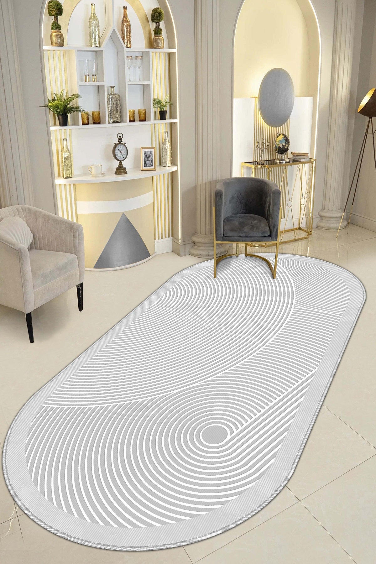 West Home Dijital Baskılı Yıkanabilir Kaymaz Taban Salon, Mutfak ve Yolluk Halısı-581 Grey