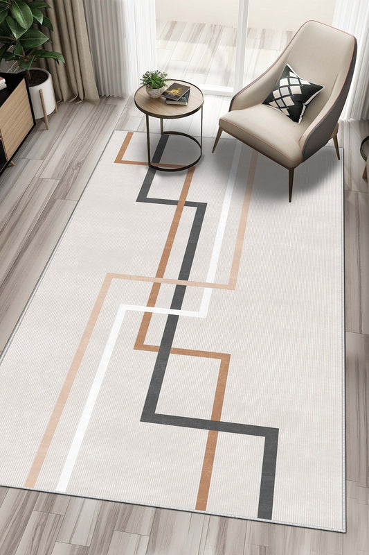 West Home Dijital Baskılı Yıkanabilir Kaymaz Taban Salon, Mutfak ve Yolluk Halısı-582 Beige