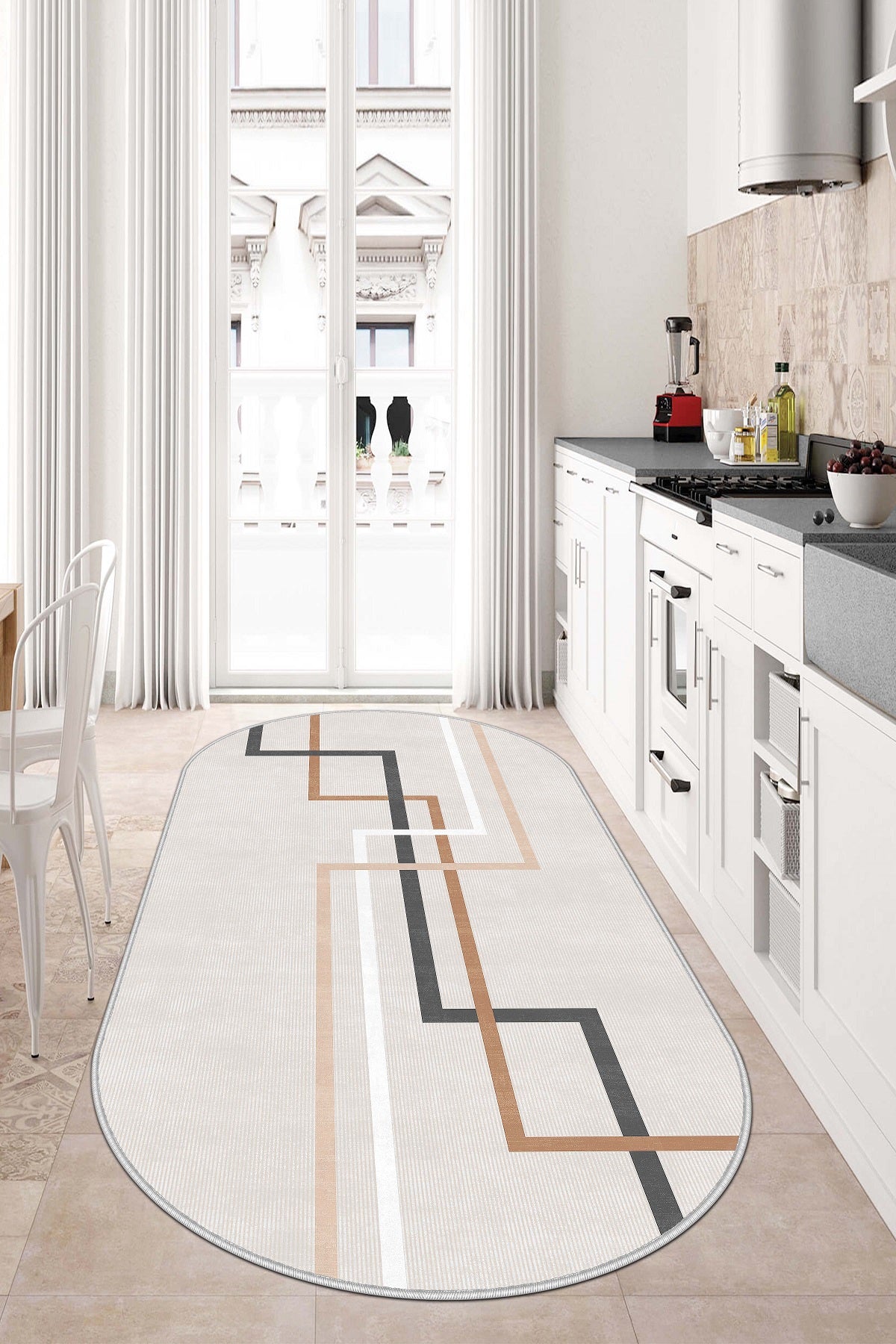 West Home Dijital Baskılı Yıkanabilir Kaymaz Taban Salon, Mutfak ve Yolluk Halısı-582 Beige
