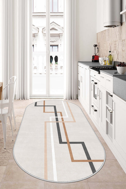 West Home Dijital Baskılı Yıkanabilir Kaymaz Taban Salon, Mutfak ve Yolluk Halısı-582 Beige