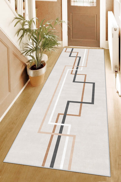 West Home Dijital Baskılı Yıkanabilir Kaymaz Taban Salon, Mutfak ve Yolluk Halısı-582 Beige