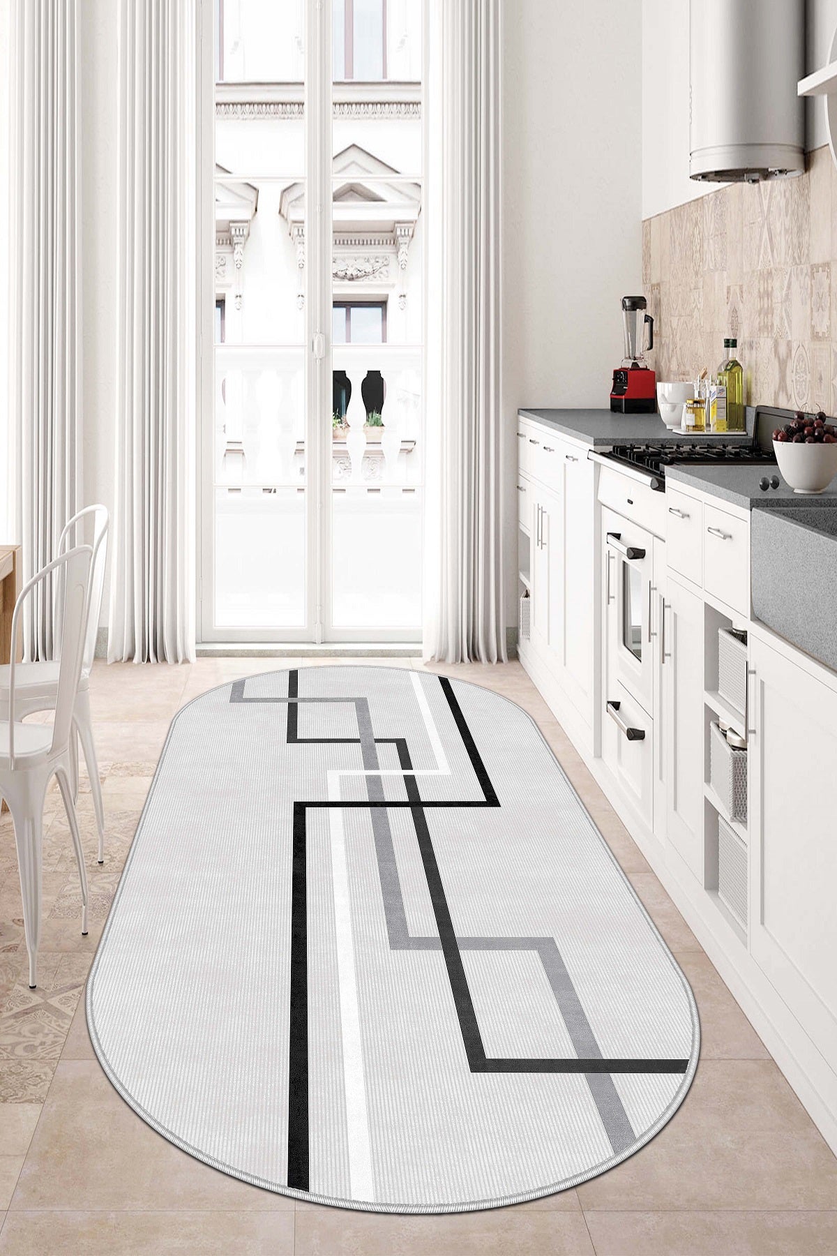 West Home Dijital Baskılı Yıkanabilir Kaymaz Taban Salon, Mutfak ve Yolluk Halısı-582 Grey