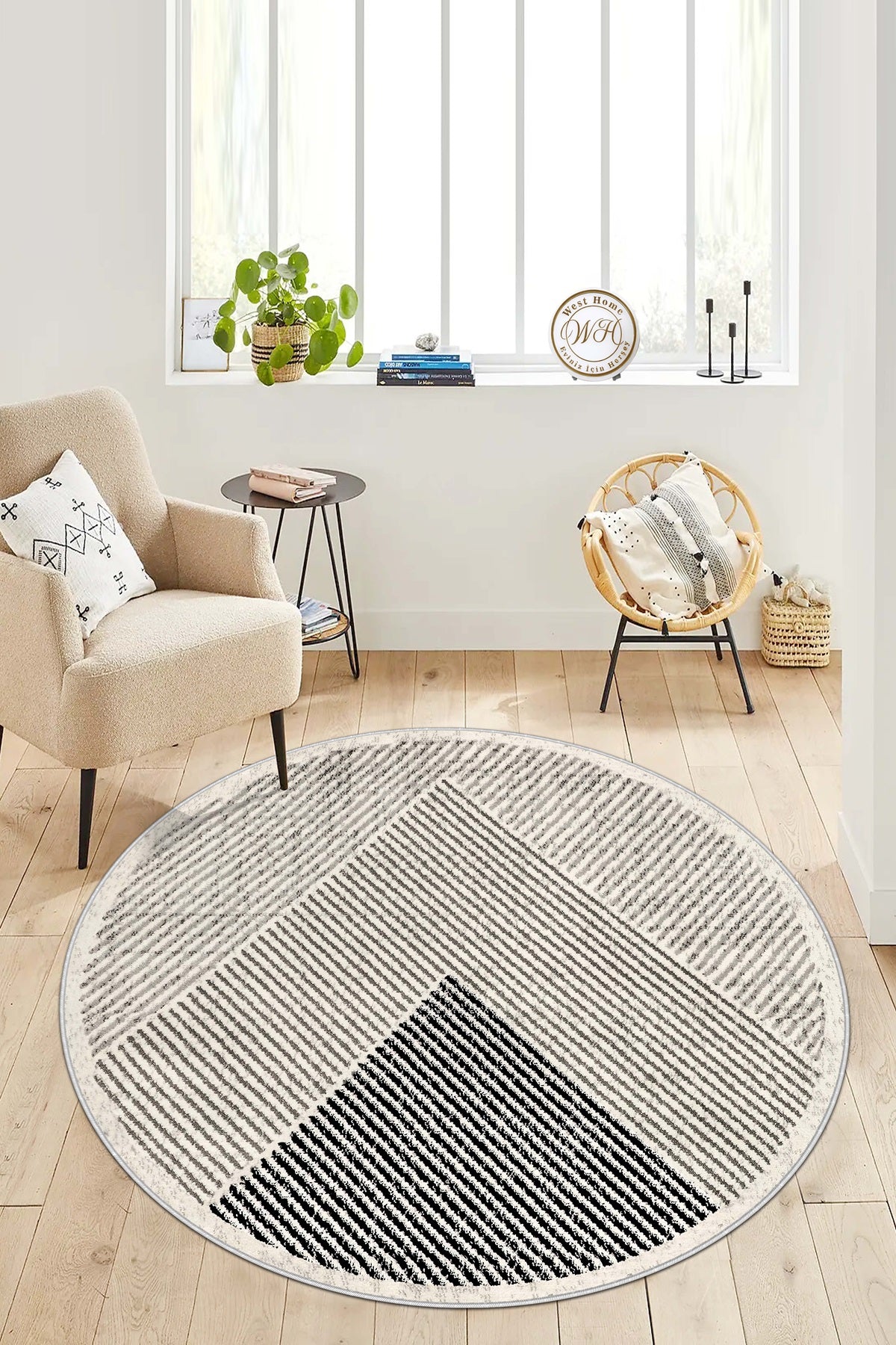 West Home Dijital Baskılı Yıkanabilir Kaymaz Taban Salon, Mutfak ve Yolluk Halısı-586 Beige
