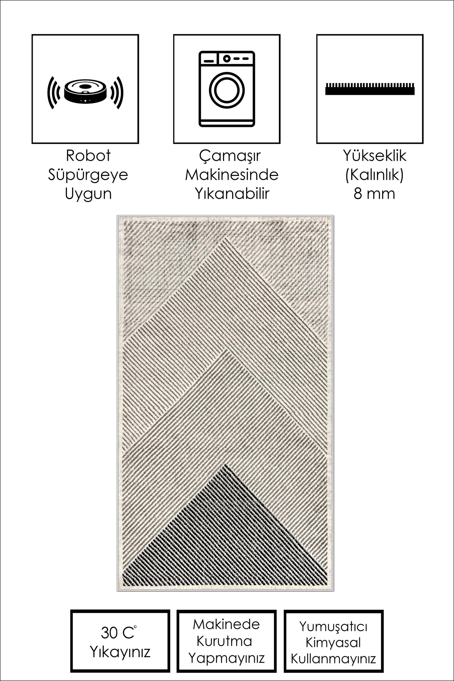 West Home Dijital Baskılı Yıkanabilir Kaymaz Taban Salon, Mutfak ve Yolluk Halısı-586 Beige