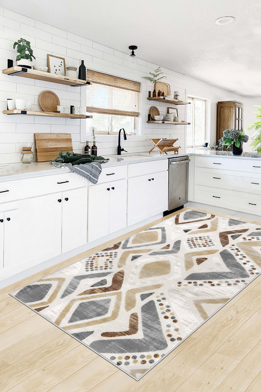 West Home Dijital Baskılı Yıkanabilir Kaymaz Taban Salon, Mutfak ve Yolluk Halısı-587 Multy